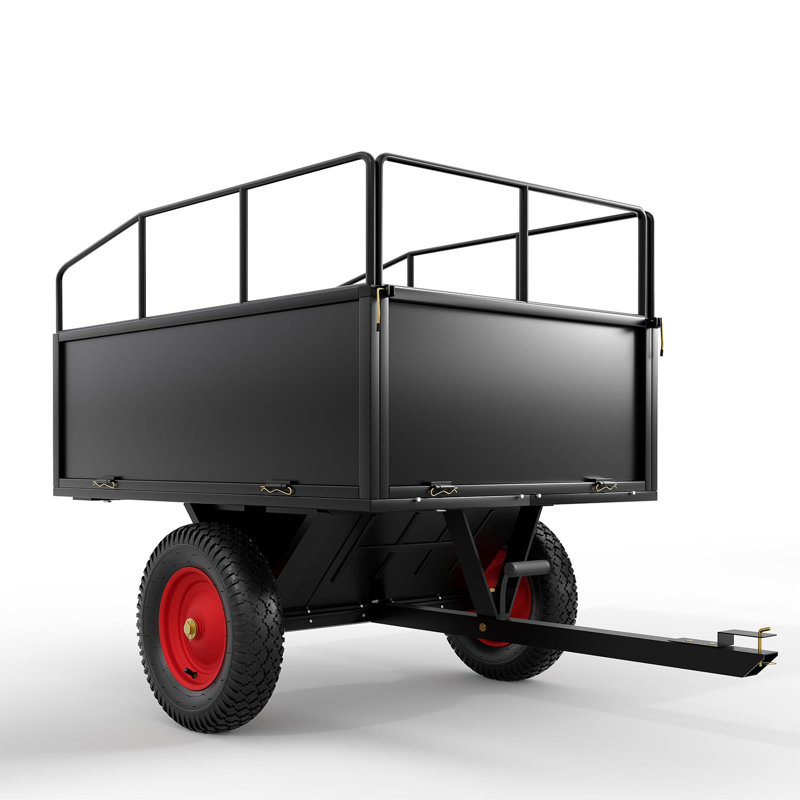 Remorque de remorquage ATV UTV derrière un chariot à benne basculante, 750 lb 17 pieds cubes, remorque de jardin robuste à tirer pour remorque de tondeuse à gazon