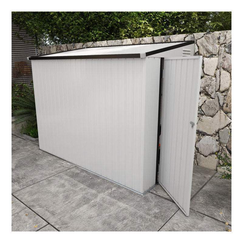 4' X 6' Metal Outdoor Storage Shed, Lean To Storage Shed, Garden Tool Storage House With Lockable Door And 2 Air Vents For Backyard, Patio, Lawn, White