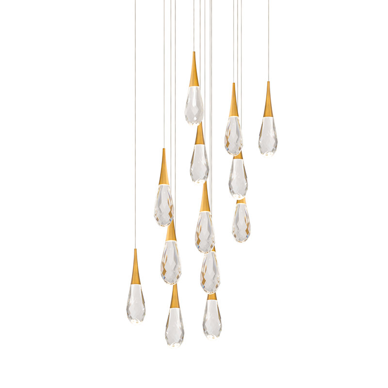 Hibiscus 13 - Light LED Pendant, Aged Brass