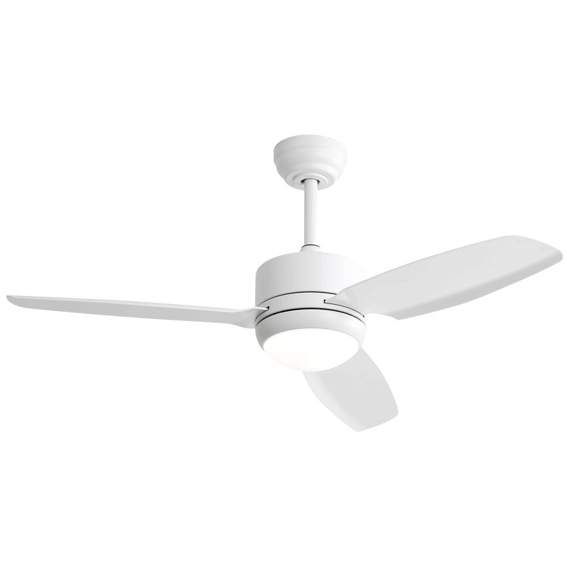 46 Inch Ceiling Fan With Lights 3 Abs Blades, 6-Speed Dc Motor Remote Control For Living Room, White, White