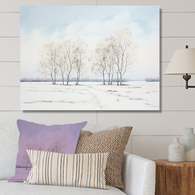 Neige, hiver, minimalisme, paysage sur toile, Toile tendue, H 24 po x l 32 po