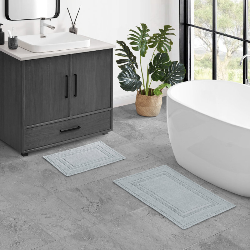 Bryson 100% Cotton Bath Rug, Washed Grey