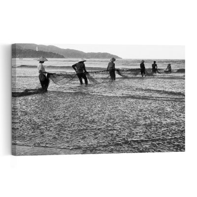 Traditional Beach Fishing Traditional Vintage Abstract Coastal Wall Art Print 1 Piece Wrapped Canvas Wall Art