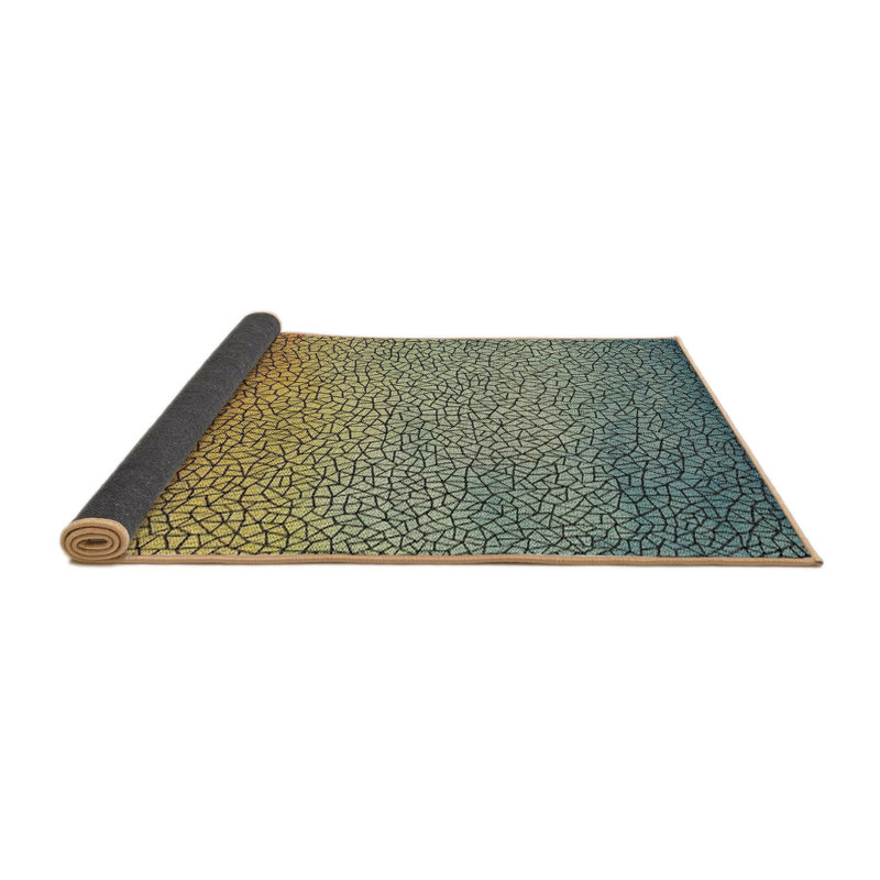 Tapis vert/jaune/brun à motifs Epichio, Rond 3 pi