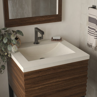 24" Palomar Concrete Vanity Top with Integrated Sink in Charcoal - Single Faucet Hole