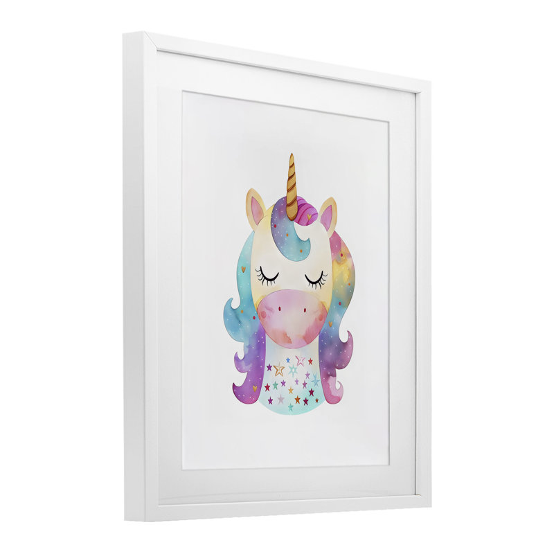 Unicorn Nursery Fantasy, reproduction encadrée sous verre, design par LSR Design Studio, H 21 po x l 17 po, Blanc