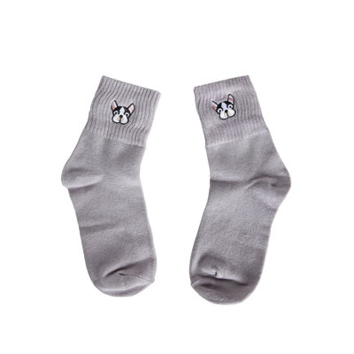 Chaussettes brodées Frenchie (lavande)