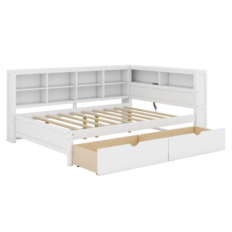 Lit de jour en bois avec 2 tiroirs Clippard, Blanc