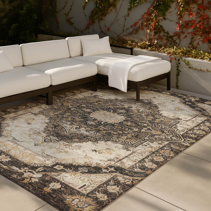 Machine Washable Indoor/Outdoor Chantille ACN2875 Global Rug, 10' x 14', Brown