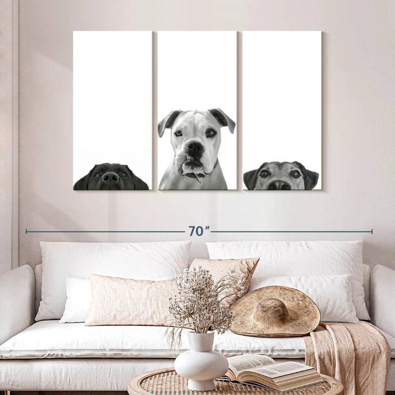 «Curious Dogs», reproduction sur toile, H 32 po x l 50 po x P 1,25 po