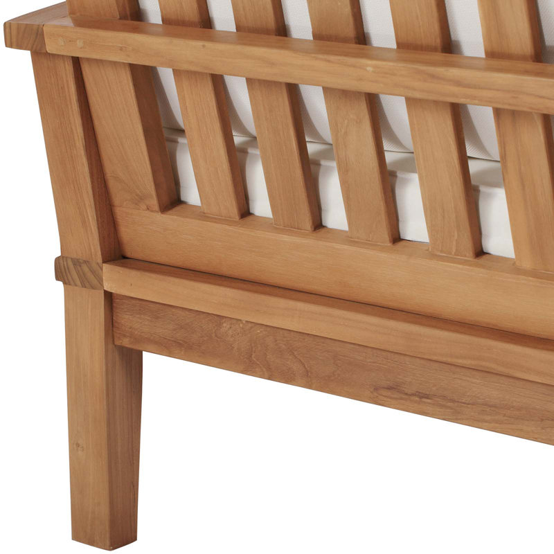 Ensemble de conversation modulaire en teck avec coussins 10 pièces Marina, Blanc