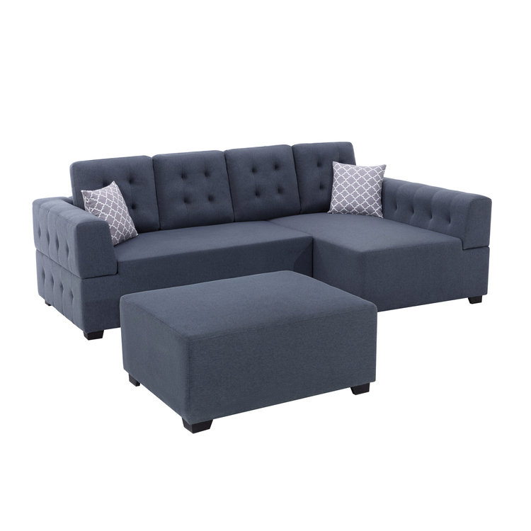 Tziporah Tuscan Temptations Sectional Sofa, Right Hand Facing, Dark Gray Linen Blend