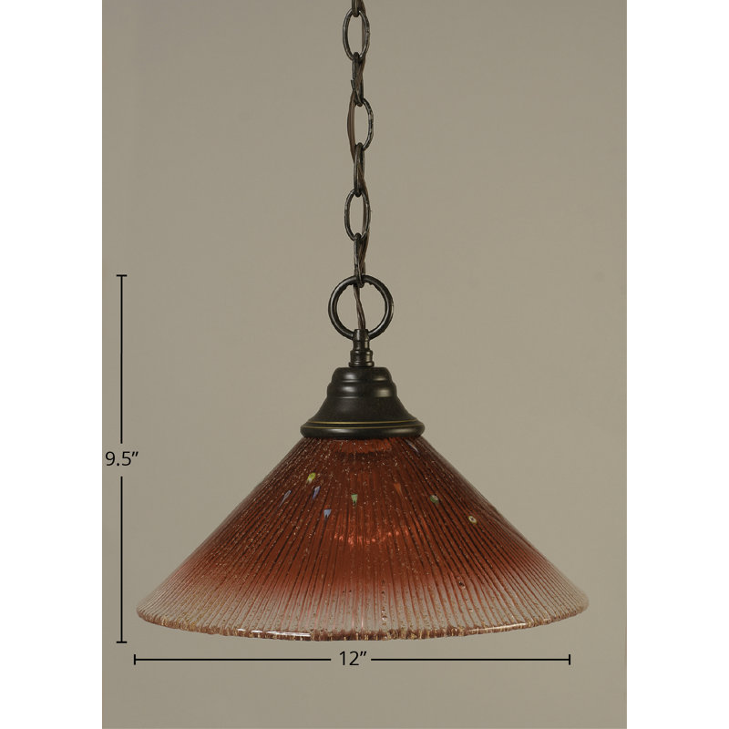 Luminaire suspendu en chaîne avec cristal de framboise 12 po, Granit foncé