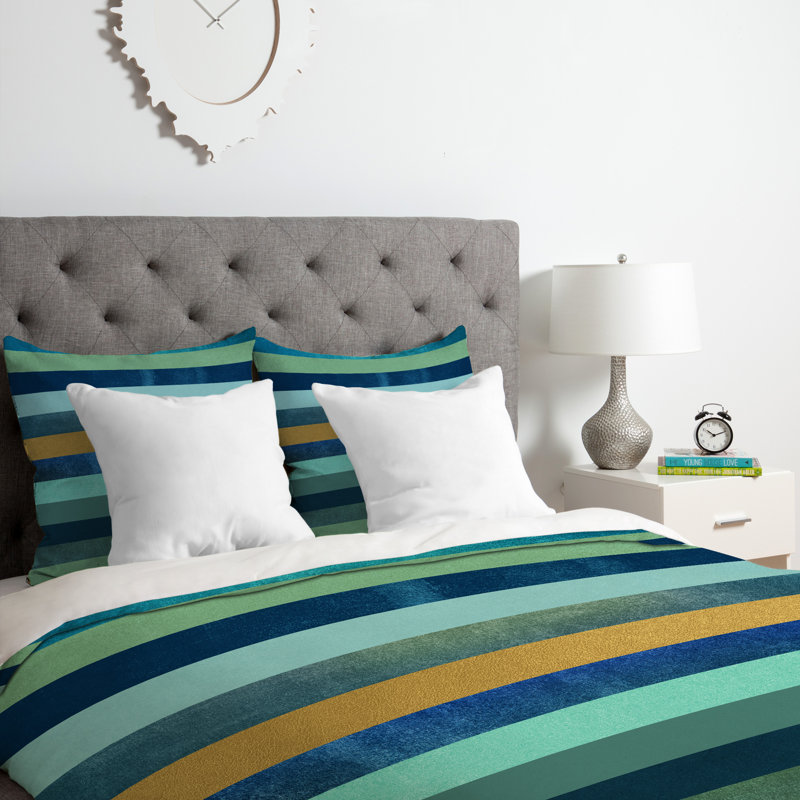 Elisabeth Fredriksson Polyester Striped Duvet Cover, Twin/Twin XL Duvet Cover + 1 Standard Sham