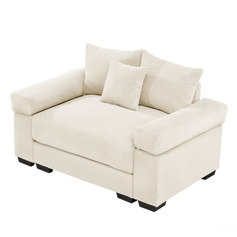 54.3 Inch Oversized Cloud Modular Sectional Couch, Extra-Thick Armrests, Ergonomic Design, Premium Soft Corduroy Fabric, Easy Assembly For Living Rooms And Study, Cream