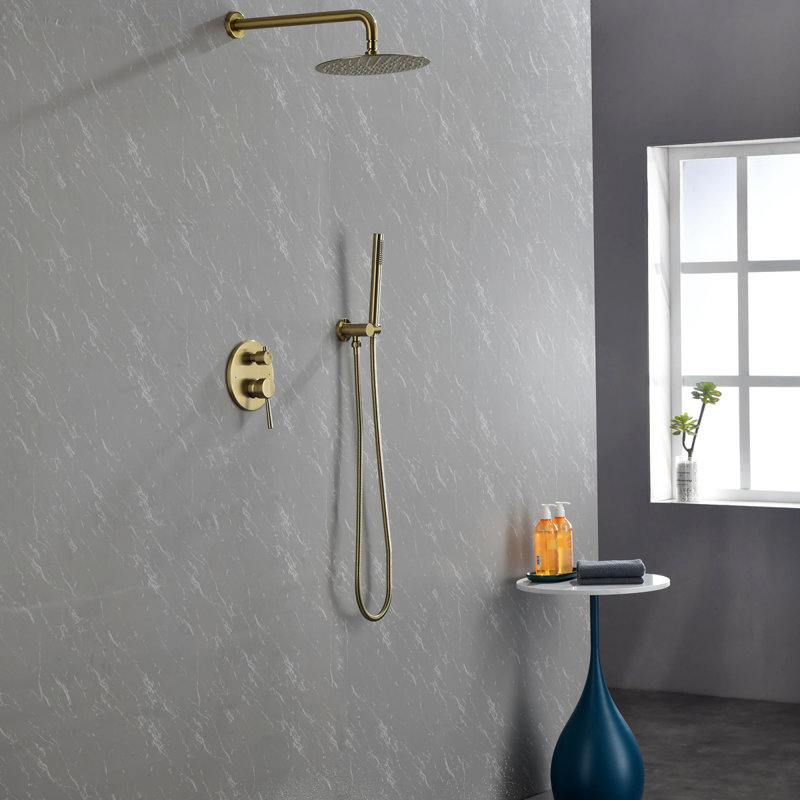 Shower System, Wall Mounted Shower Faucet Set For Bathroom With High Pressure 10" Stainless Steel Rain Shower Head Handheld Shower Set, 2 Way Pressure Balance Shower Valve Kit