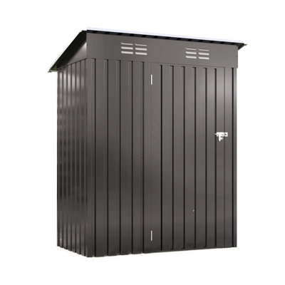 Gray Metal Storage Shed 5X3 Ft - For Garden And Outdoor Storage, High Strength Durability, Ventilation At Bottom Sundries Sports Equipment, Low Maintenance, Graphic Instructions