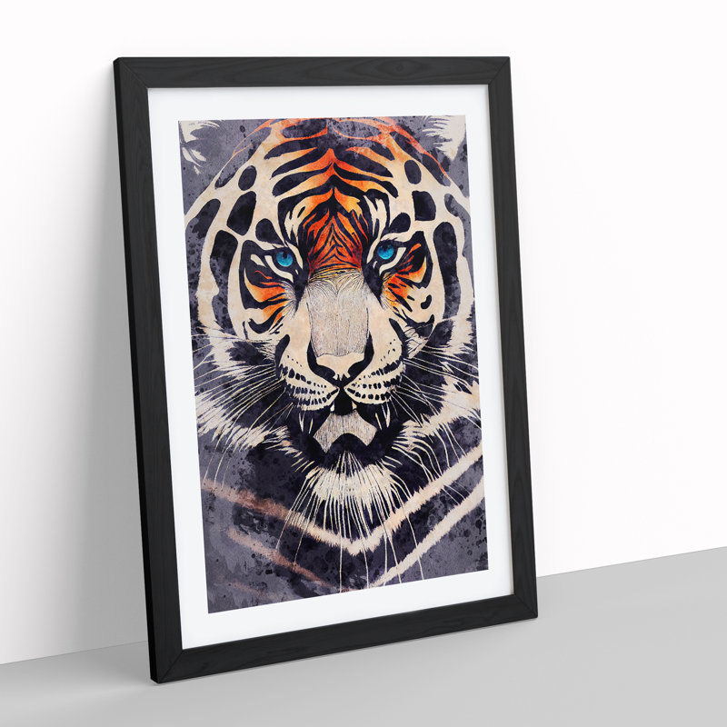 Tiger - Framed Print, 64cm H x 46cm W x 2cm D, Black