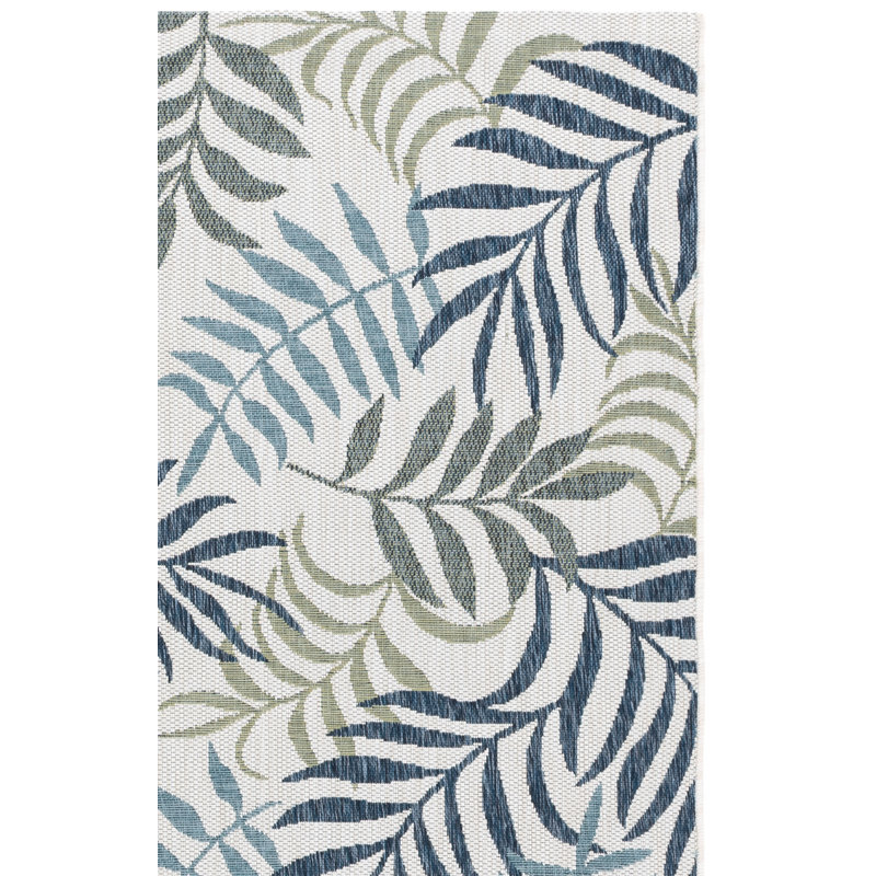 Aramantha Floral Power Loomed Indoor/Outdoor Area Rug in Beige/Green/Blue, Rectangle 9' x 12'