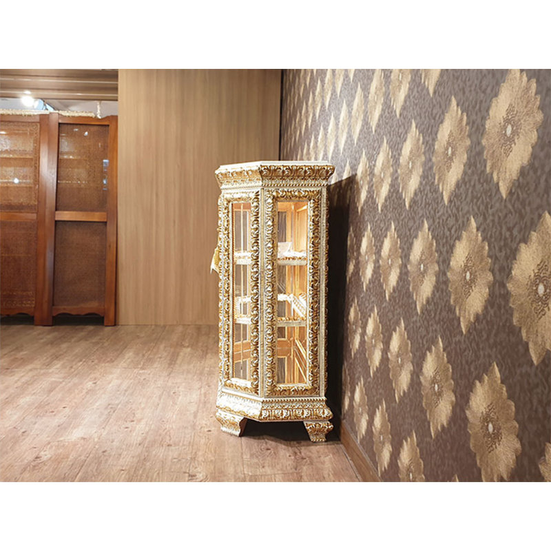Marumsco Solid Wood Lighted China Cabinet, Antique Gold