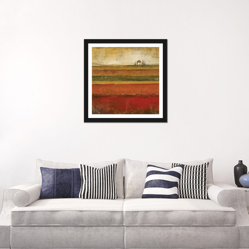 "Tuscany I" par Patricia Pinto, impression d’art graphique, H 24 po x l 24 po x p 1 po, Papier encadré noir, Blanc