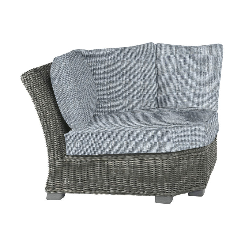 Canapé d'angle modulaire rustique tissé gris ardoise, Gris ardoise, InsideOut® Rollo ‑ lin Chambray, Welt