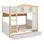 Lit superposé de style maisonnette avec tiroirs, lit superposé en bois avec supports de rangement intégrés et échelle pour jouer-827917234