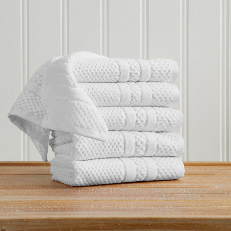 Ensemble de serviettes 100% coton à carreaux, Essuie-mains (paquet de 6), Blanc