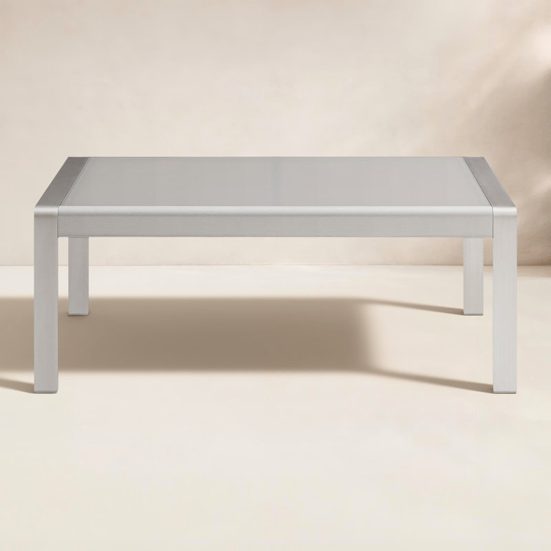 Table basse d'extérieur en aluminium et en verre trempé Magers, Gris / Gris