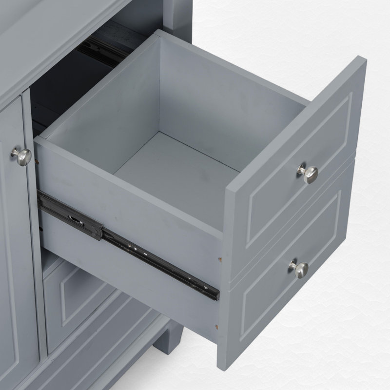 36" Single Bathroom Vanity Set With Ceramic Top, Gray