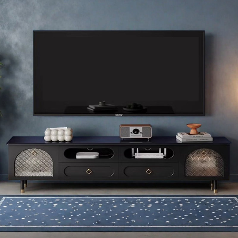 Meuble télé rétro et niche, H 21,85 po x L 94,48 po x l 15,74 po