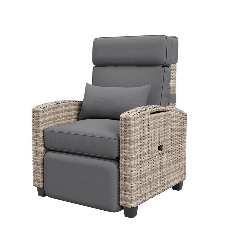 Outdoor Recliner Chair With Cushion/Side Table, Patio Reclining Chairs With Adjustable Back And Footrest