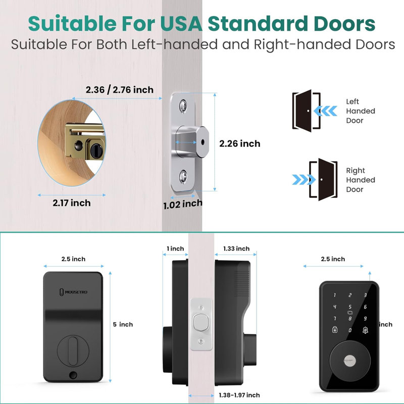 Smart Lock, 4-in-1 Keyless Entry Door Lock for Front Door, 6 Digital Code Door Lock with Keypad, Bluetooth Smart Deadbolt, App Control