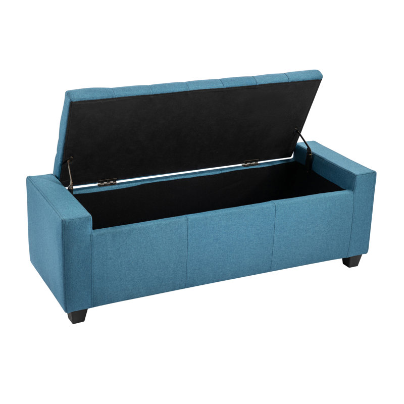Ayob Polyester Blend Upholstered Storage Bench, Blue