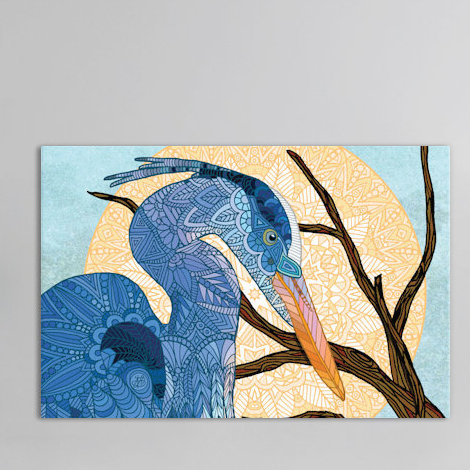 Egret Sun par Angelika Parker - Estampe numérique sur toile tendue avec châssis, H 16 po x l 24 po x P 1 po, Blanc
