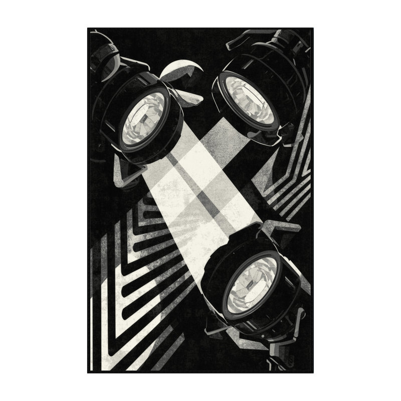 Soft Plush Forbell Studio Lights Modern Geometric Area Rug in Gray – Black Binding, 5x8