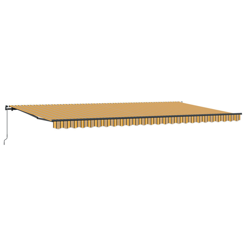 Retractable Awning, Yellow/Grey/White Striped, 600 cm W x 300 cm D