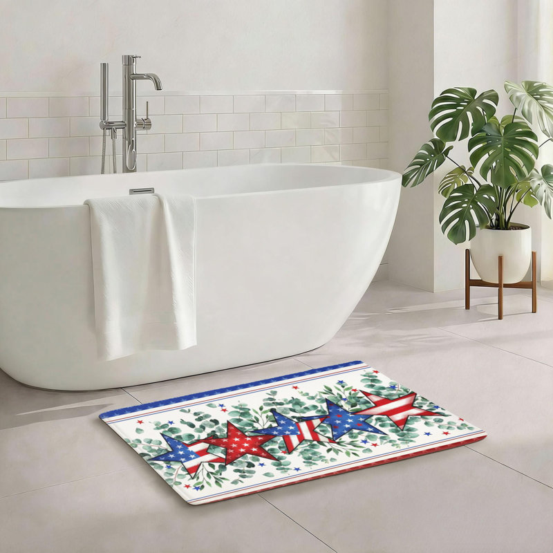 Tapis pour salle de bain doux et antidérapant à motif d'eucalyptus 20 x 32 pouces