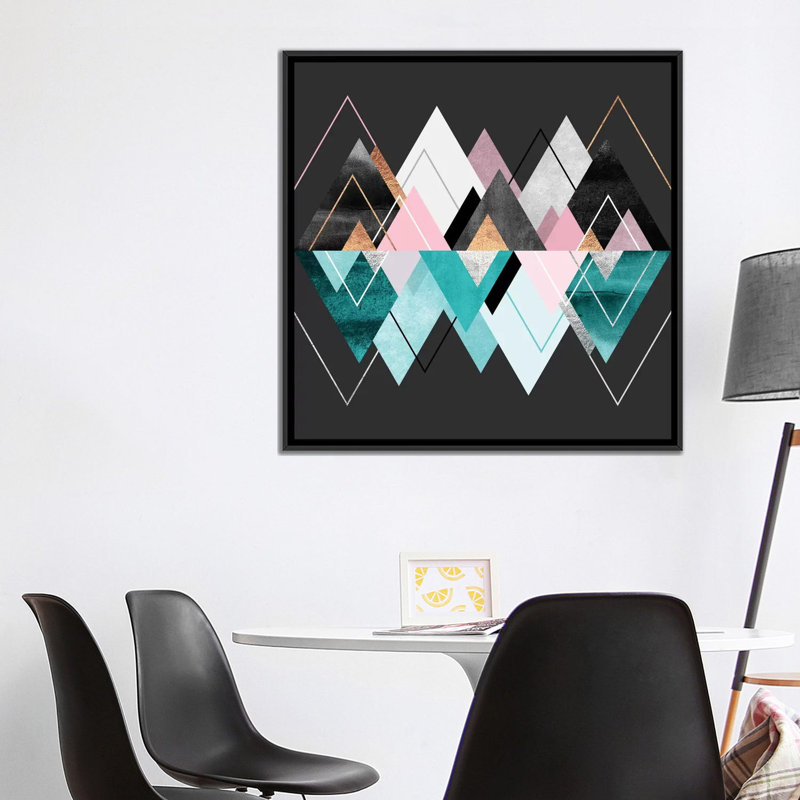 « nordique seasons », impression sur toile tendue, H 18 po x l 18 po x P 1,5 po, Toile avec cadre noir, Pas de tapis