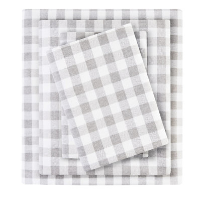Drap simple de 3 pièces avec impression de village blanc séduisant, matériau 100% flanelle de coton pour une sensation de confort, plusieurs impressions à choisir, livré à plat, draps-housses et taie d'oreiller, s'adapte à 12 po simple / double