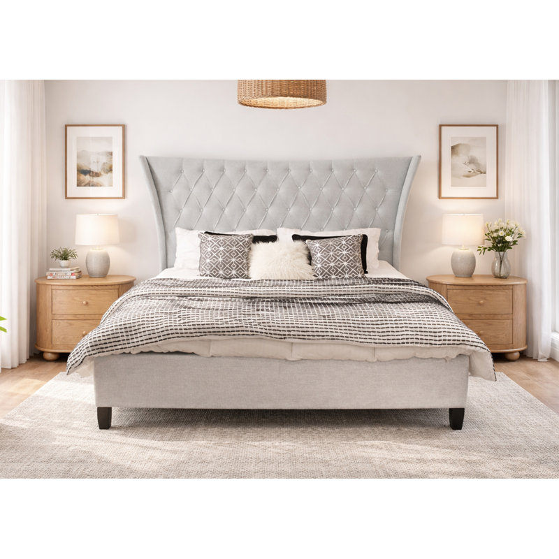 Lexis Bedroom Set With Two Nightstands, Brown/Beige