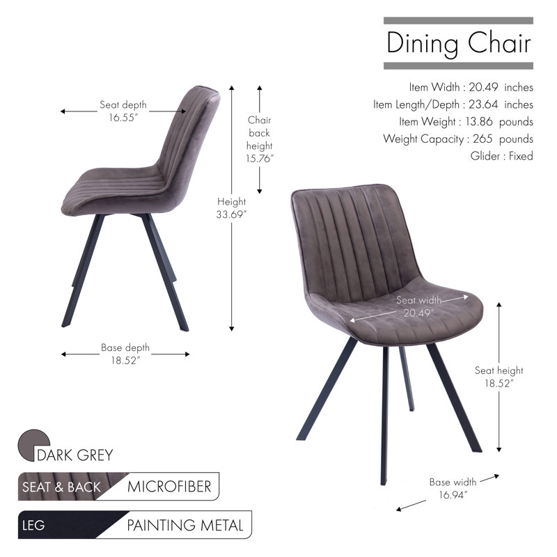 Vue Upholstered Dining Chair, Dark Grey