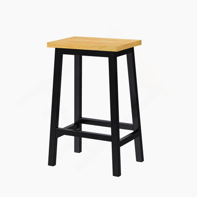 Tabourets de bar en bois massif (pas cher en fer), ensemble de 2 chaises de bar de 25,6 po de hauteur, tabourets de comptoir de cuisine avec repose-pieds, tabourets de ferme pour la salle à manger, cuisine, comptoir, noir