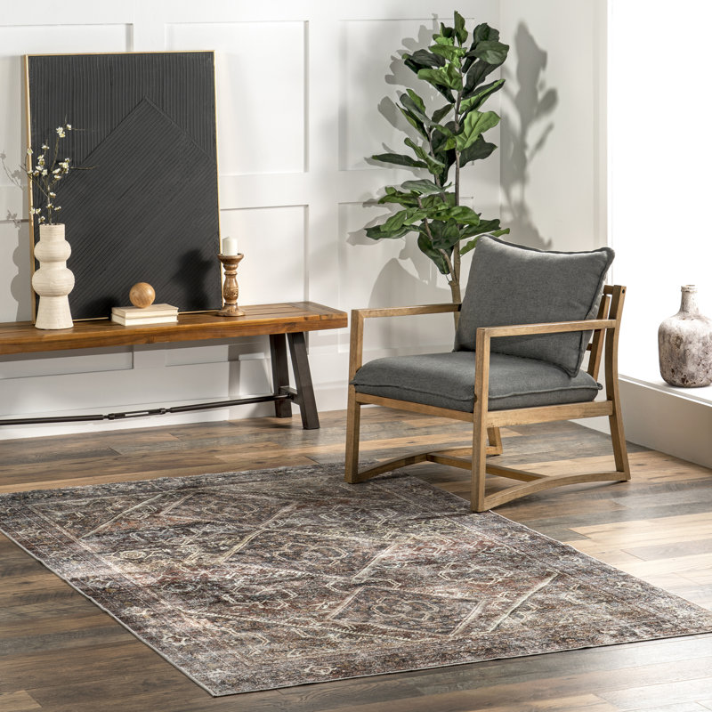 Tapis persan rétro lavable à la machine Zofia SpinClean, Rectangle 4 pi x 6 pi