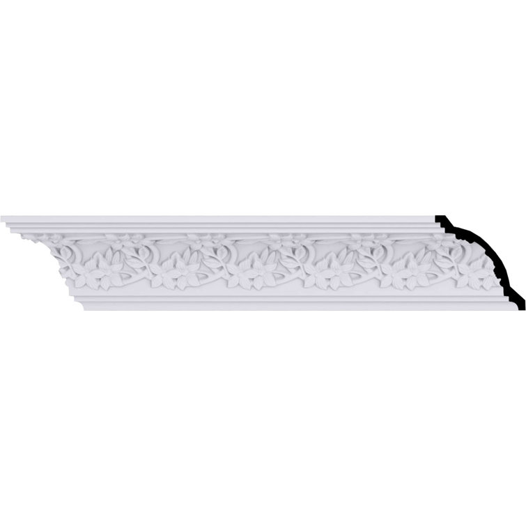 Échantillon - Moulure à couronne florale Endurathane, H 4 3/4 po x P 4 1/2 po x F 6 5/8 po x L 12 po (répétition 3 7/8 po)