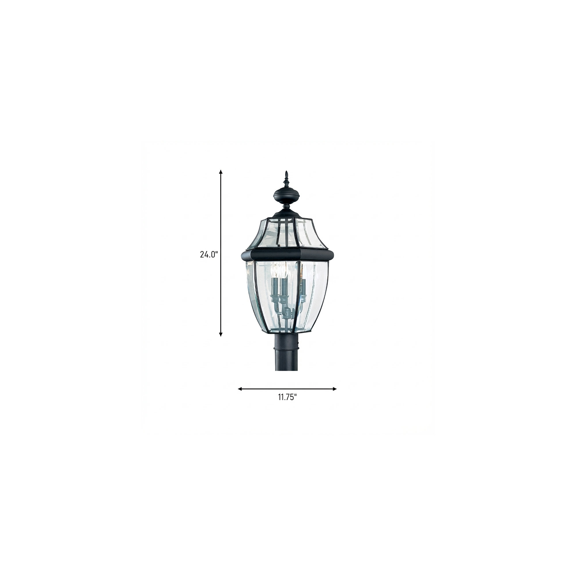 Beveled Metal Outdoor Lantern Head, No, Black