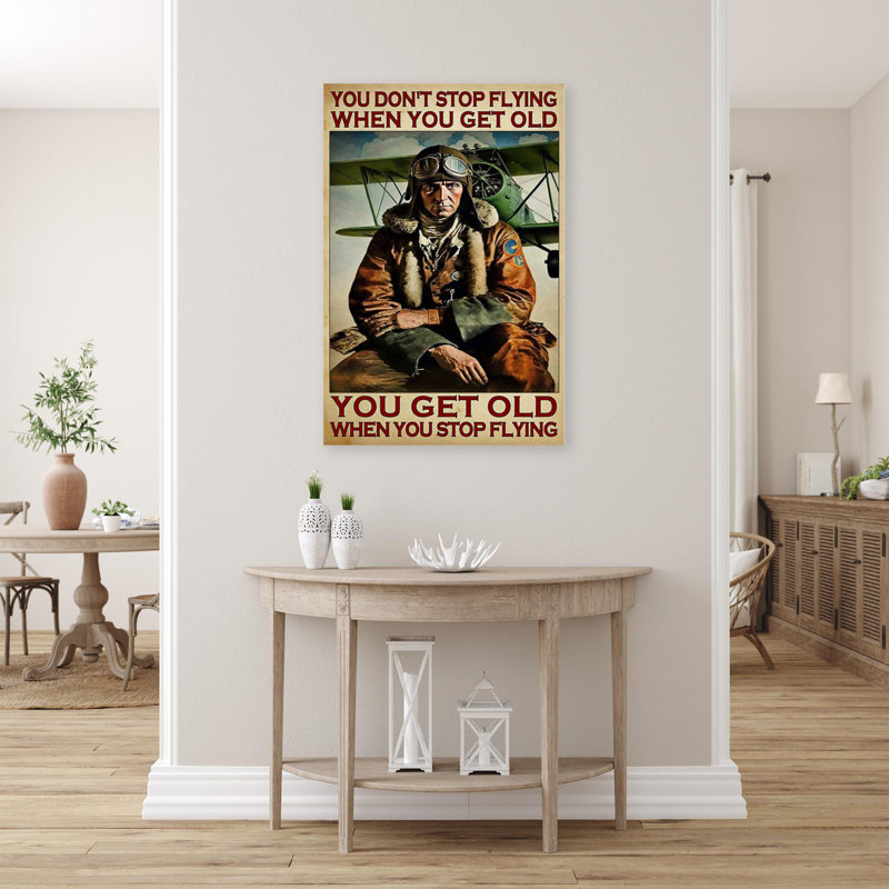 Impression sur toile, "You Get Old When You Stop Flying" - 1 pièce, H 36 po x l 24 po x P 1,25 po