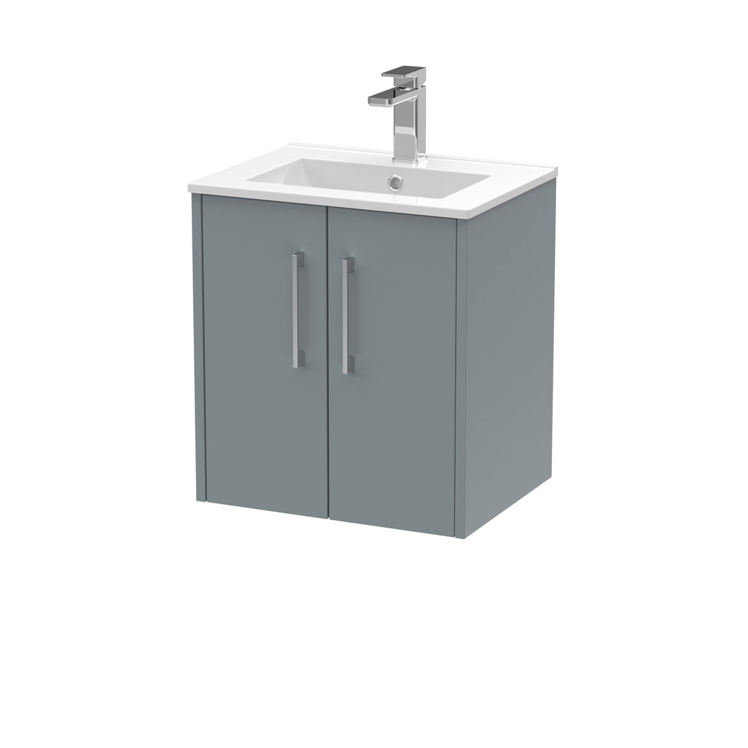 Hudson Reed Juno 500mm Wall Hung Vanity Unit & Basin - Coastal Grey - Soft Close Doors - Image 2