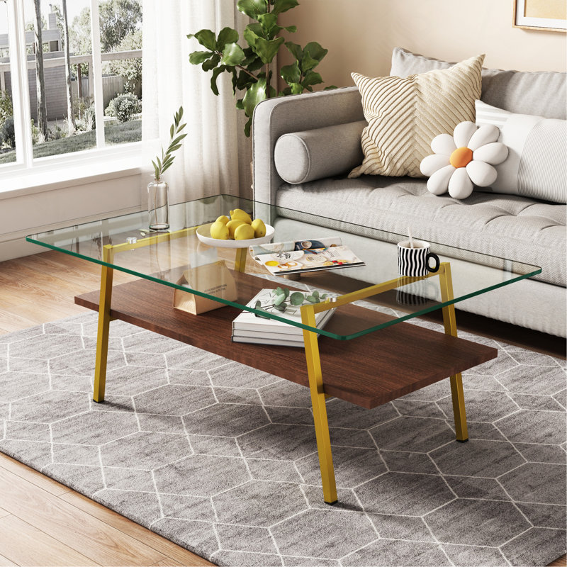  Table basse Shalia, Transparent, Doré