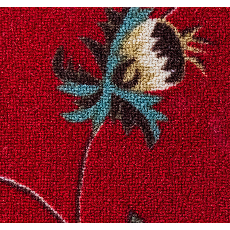 Tapis d'escalier à motif floral lavable sur mesure, Red, Rectangle 11 po x 3 pi